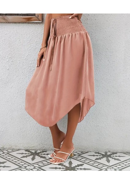 Kadın Asimetrik Kesim Iç Göstermeyen Etek