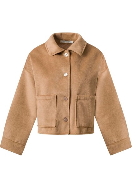 Kadın Camel Cep Detaylı Kısa Kaşe Ceket