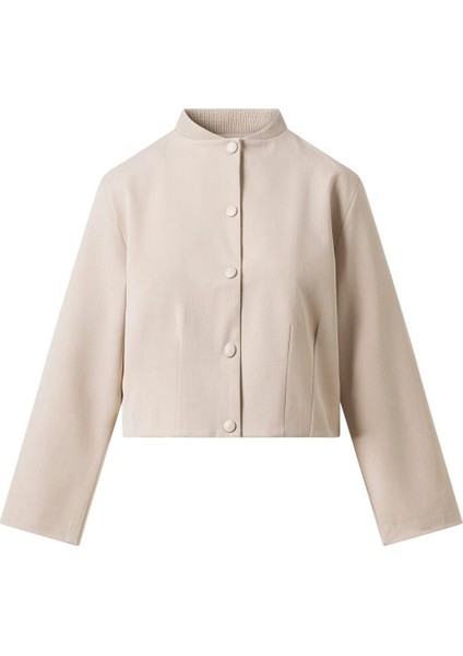 Bej Pile Detay Çıtçıtlı Ceket