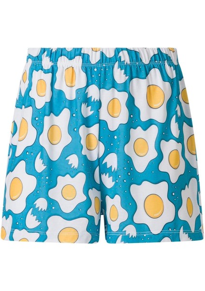 Kadın Çok Renkli Yumurta Desen Tişört Şort Takım modelleri