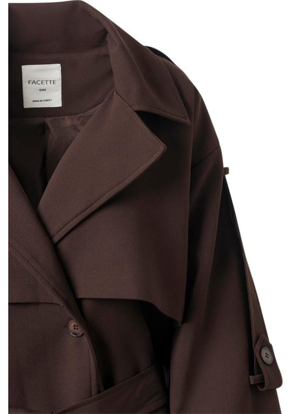 Kadın Acı Kahve Kol Apoletli Rüzgarlıklı Oversize Trençkot fiyatları