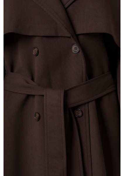 Kadın Acı Kahve Kol Apoletli Rüzgarlıklı Oversize Trençkot fırsatları