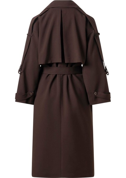 Kadın Acı Kahve Kol Apoletli Rüzgarlıklı Oversize Trençkot indirimleri