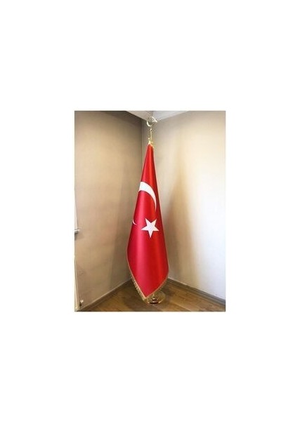 Makam Bayrak Kırmızı Renkli 1 Adet Ölçüler ile Türkiye Bayrağı Desenli