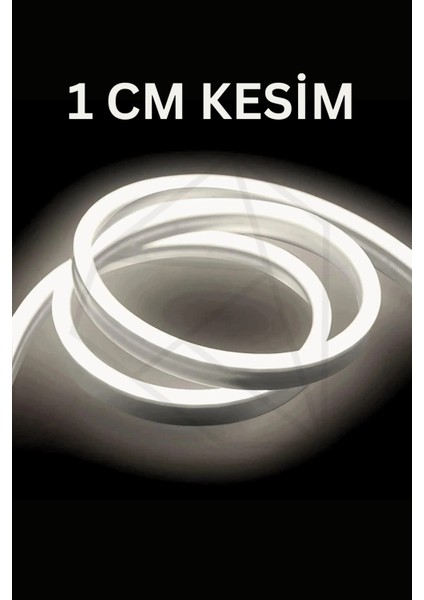 12 Volt 25 Metre Naturel Beyaz Neon LED Işık 1 cm Prize Takılmaya Hazır Değil Neon Şerit LED Esnek Silikonlu