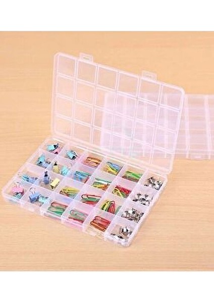 24 Bölmeli 19 cm Şeffaf Plastik Takı Boncuk Saklama Kutusu fırsatları