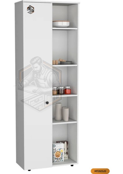 Tamamı Mdf Tek Kapaklı ve Açık Raflı Çok Amaçlı Mutfak Dolabı/kavanozluk/kiler Dolabı