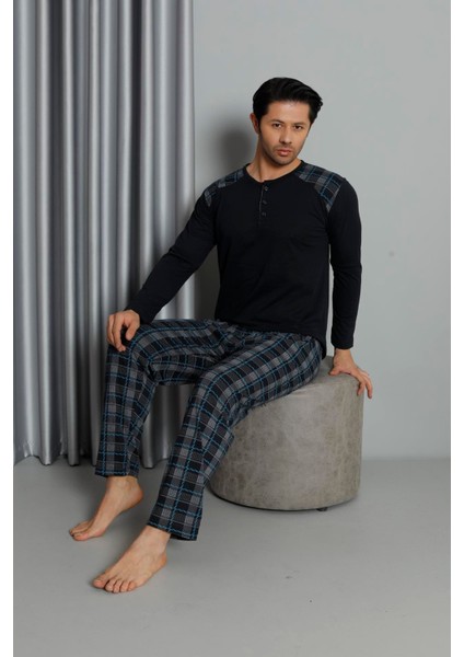 Erkek Interlok Rahat Kalıp Sıfır Yaka Pamuk Pijama Takımı 6774 fiyatları