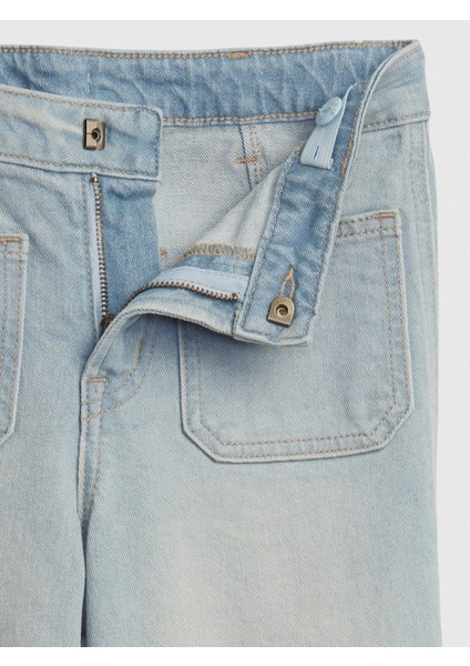 Kız Çocuk Açık Mavi High Rise Wide-Leg Ankle Jean Pantolon fiyatları