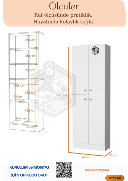 Tamamı Mdf 4 Kapaklı Bol Raflı Çok Amaçlı Kiler Dolabı indirimleri