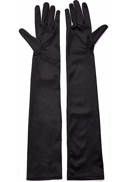 Siyah Renk Dirseğe Kadar Uzun Kumaş Eldiven (4915) fırsatları