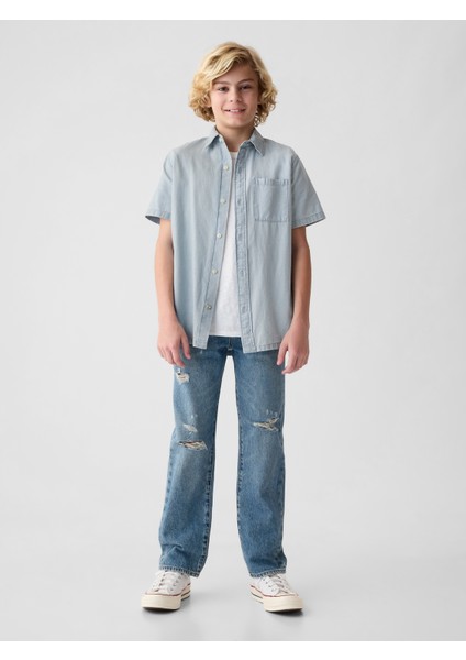 Erkek Çocuk Açık Mavi Denim Gömlek modelleri