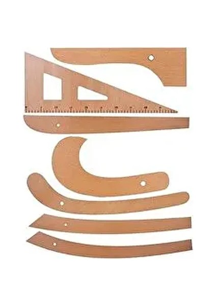 Riga Ahşap Çetvel Takımı 7 Parça Terzi Modelist İçin Kullanışlı Ahşap Set