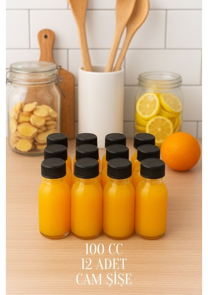 12 Adet 100 ml Kilitli Siyah Kapaklı Şeffaf Detox Shot Şişesi 100 cc Ginger Şat Beyaz Cam Şişe fırsatları