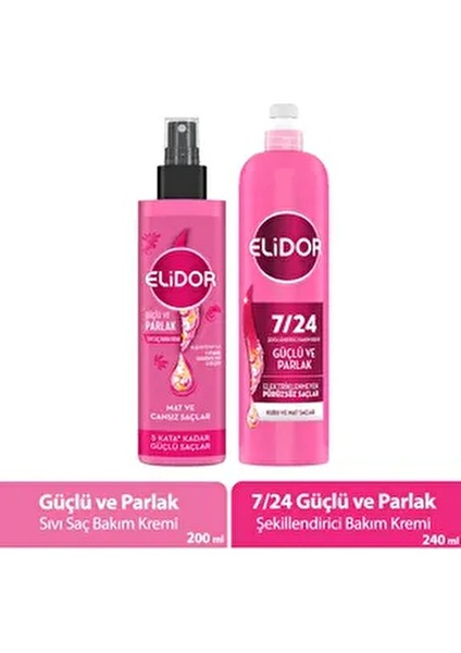 Sıvı Saç Bakım Kremi Güçlü ve Parlak 200 ml X1 + 7/24 Şekillendirici Bakım Kremi 240 ml X1