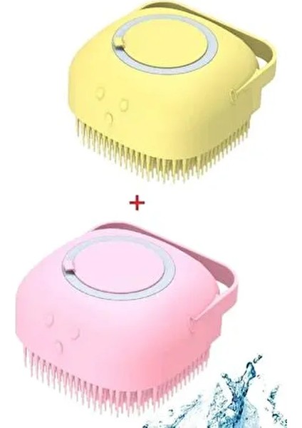 2 Adet Silikon Banyo Duş Jeli Kesesi Hazneli Şampuan Peeling Vücut Masaj Fırçası Banyo Lifi Bulaşık