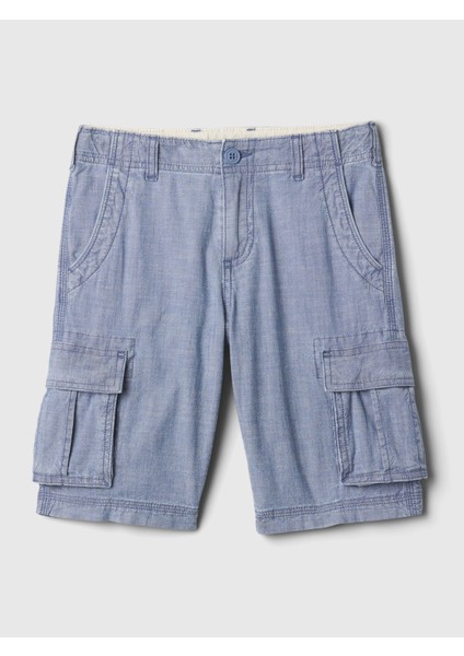 Erkek Çocuk Mavi Denim Kargo Şort modelleri