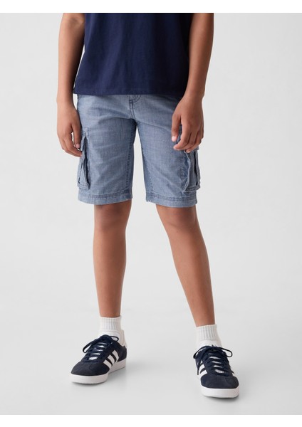 Erkek Çocuk Mavi Denim Kargo Şort indirimleri