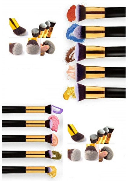 Profesyonel Makyaj Fırça Seti 10'lu Renkli ve Kullanıma Uygun modelleri