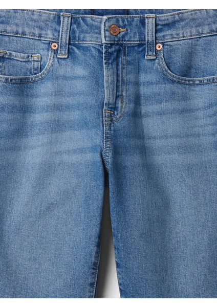 Kadın Mavi 9" Mid Rise Denim Bermuda Şort fırsatları