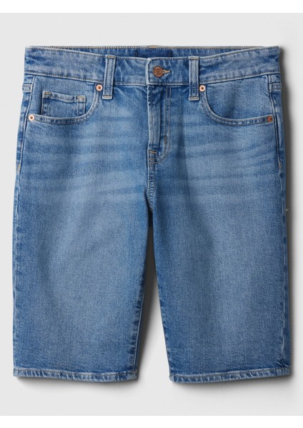 Kadın Mavi 9" Mid Rise Denim Bermuda Şort indirimleri