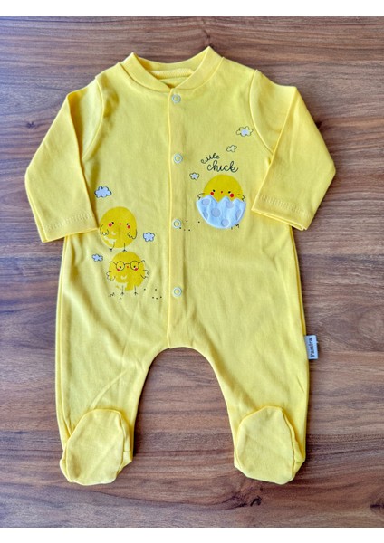 Kız Bebek Çıtçıtlı Civciv Baskılı Pamuklu Tulum fırsatları