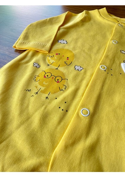 Kız Bebek Çıtçıtlı Civciv Baskılı Pamuklu Tulum indirimleri