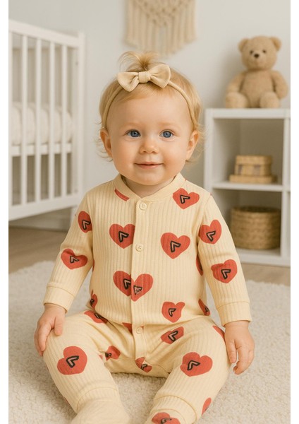 Bebek Tulum Pamuklu Kalpli Desenli Uzun Kollu Ayaklı fırsatları