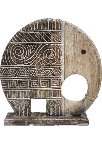 Ahşap Dekoratif Soyut Fil 45CM Albızıa Wood