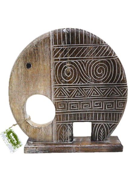 Ahşap Dekoratif Soyut Fil 45CM Albızıa Wood