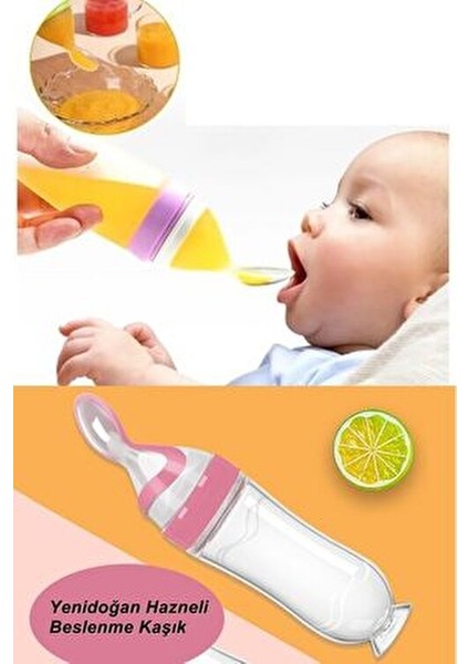 İndirimKap Yenidoğan Besleme Aparatı Kaşık Tipi Biberon Sızdırmaz Ek Gıda Kaşık Kapaklı Mama Kaşık