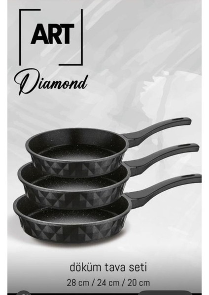 Döküm Tava Seti 3’lü – Yapışmaz Yüzeyli 20-24-28 cm fiyatları