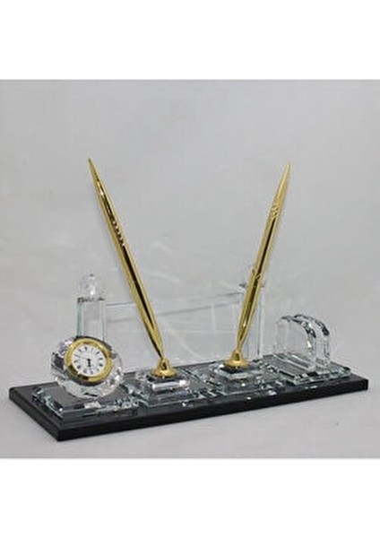 Cam Masa İsimliği Lüks Masaüstü 2 Parça Şık Altın Renkli Kalemler ile fiyatları