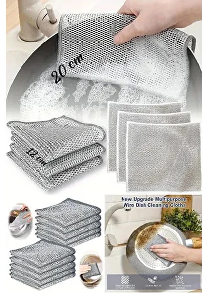 20X20 Inox (1ADET ) Tel Bez Zor Kir Bezi, Inox Telli Bulaşık Bezi, Mutfak Banyo Bezi