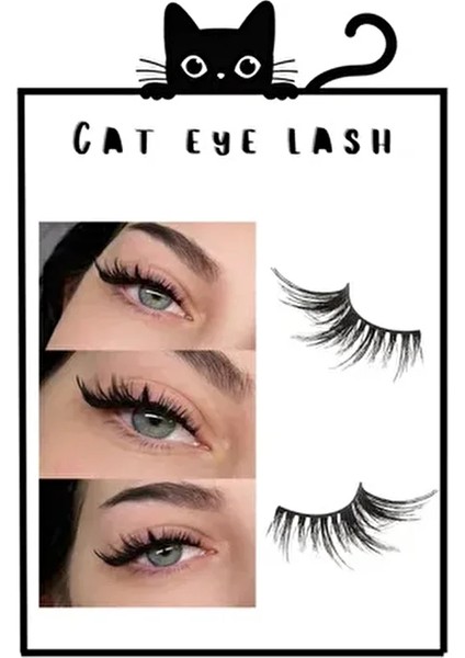 Yarım Boy Kedi Gözü Efekt Takma Kirpik Yumuşak ve Alerji Yapmayan 10 Defa Kullanım