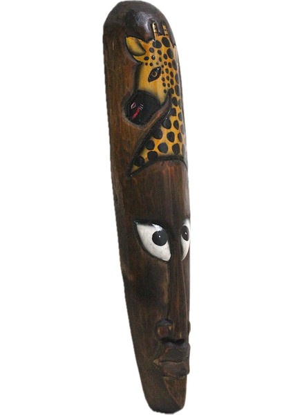 barcshop Ahşap Otantik Mask Zürafalı 50CM Albizia Wood maske duvar süsü modelleri