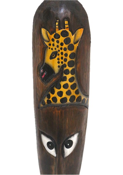 barcshop Ahşap Otantik Mask Zürafalı 50CM Albizia Wood maske duvar süsü fırsatları