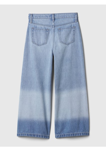 Kız Çocuk Açık Mavi High Rise Stride Wide-Leg Ankle Jean Pantolon fiyatları
