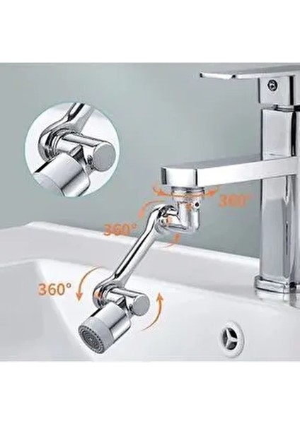 SUPERAVM Mak Su 1080 Derece Dönebilen Robotik Kol Musluk Başlığı - Musluk Uzatma Aparatı Ucu