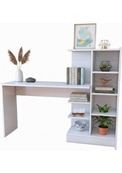 Modern Mdf Beyaz Kitaplıklı Çalışma Masası modelleri