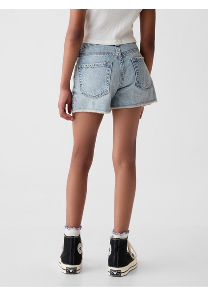 Kız Çocuk Açık Mavi Low Rise Denim Şort fırsatları
