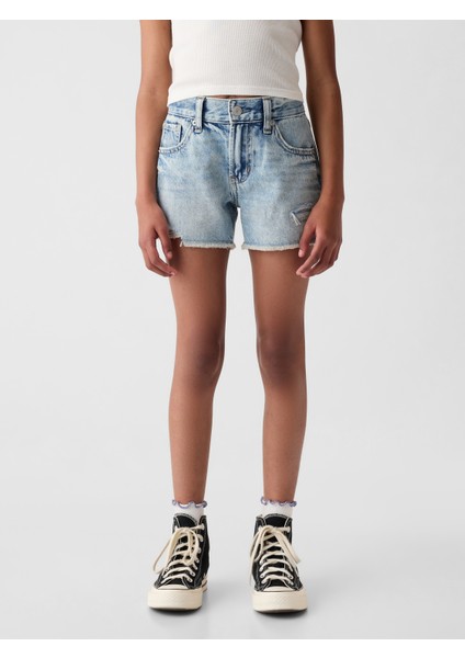 Kız Çocuk Açık Mavi Low Rise Denim Şort indirimleri