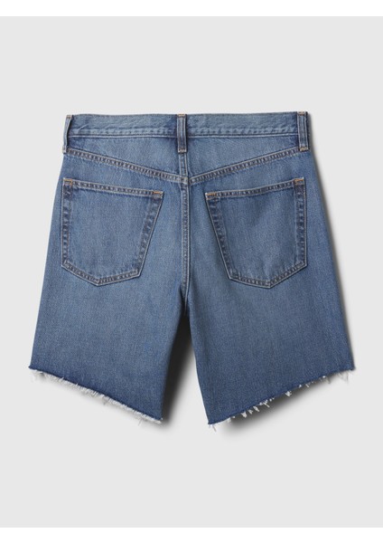 Kadın Koyu Mavi 8" Mid Rise '90S Loose Denim Bermuda Şort fiyatları