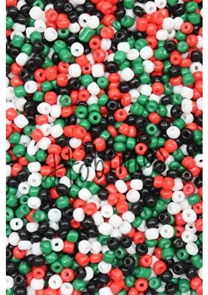 25 Gram Filistin Bayrak Temalı 4 mm Kum Boncuk - Takı Yapım Boncuğu