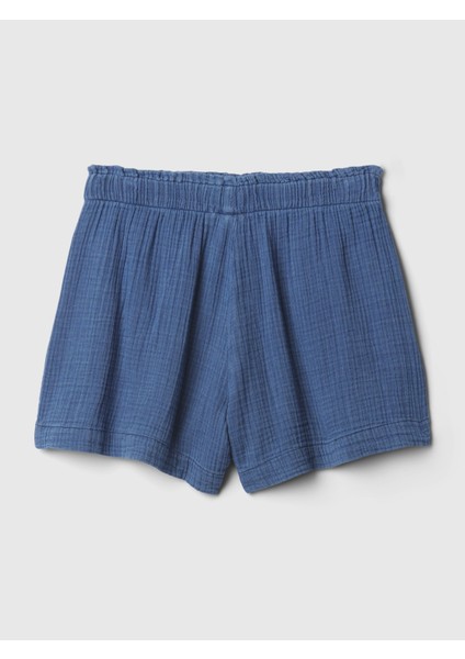 Kadın Mavi Crinkle Gauze Denim Easy Şort fiyatları