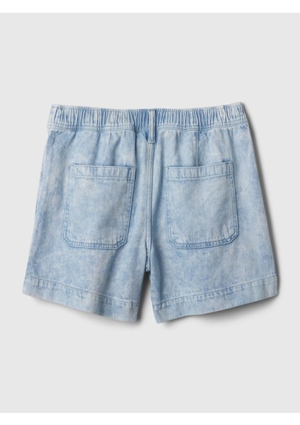 Kadın Açık Mavi Easy Pull-On Denim Şort