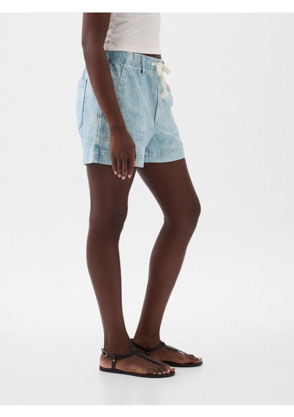 Kadın Açık Mavi Easy Pull-On Denim Şort modelleri