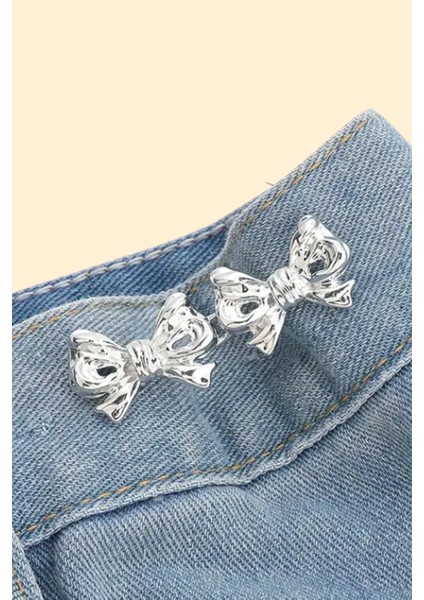 Pantolon Beli Daraltma Aparatı, Broş, Kurdele Kemer, Fiyonk Kemer , Gümüş Renk, Fiyonk Bel Daraltma Çıtçıtı, Dayanıklı Demir Çıtçıt, Kot Pantolon Daraltma Aparatı, Kadın