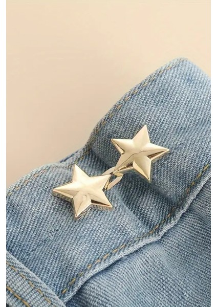 Pantolon Beli Daraltma Aparatı, Broş, Yıldız Kemer , Gold Renk Yıldız Bel Daraltma Çıtçıtı, Dayanıklı Demir Çıtçıt, Kot Pantolon Daraltma Aparatı, Kadın