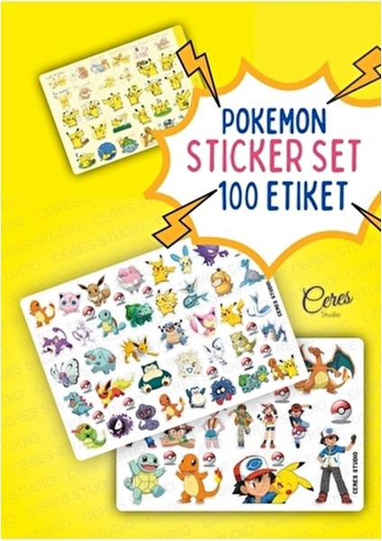 Pokemon Sticker Set - 3 Sayfa 100 Etiket